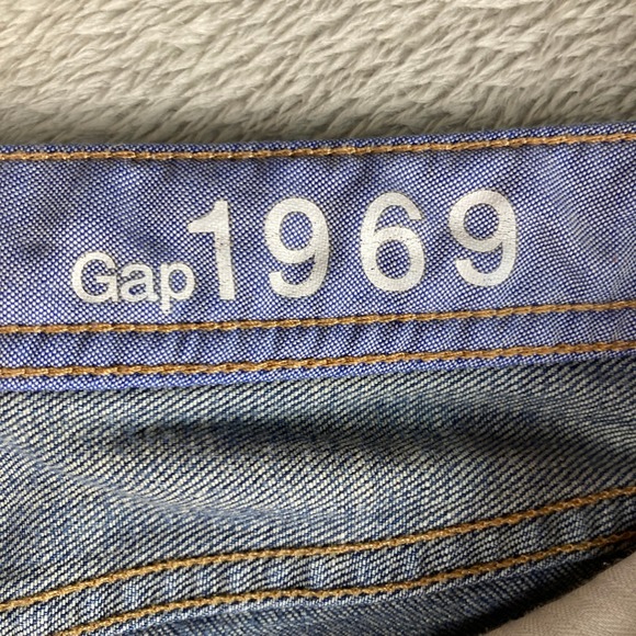 Gap 1969 Real Straight Jeans Womens 31/12r Medium Wash Blue Denim Stretch 34x32 - Picture 12 of 15